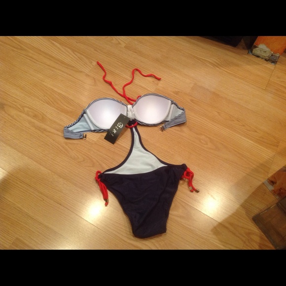 Nautical one piece bathing suit Sz S - Picture 2 of 4